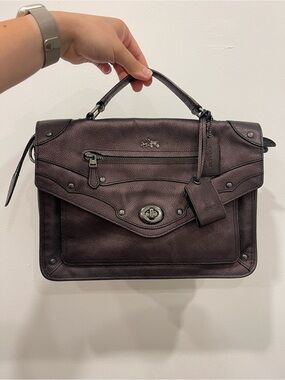 Coach Rhyder messenger satchel in metallic leather